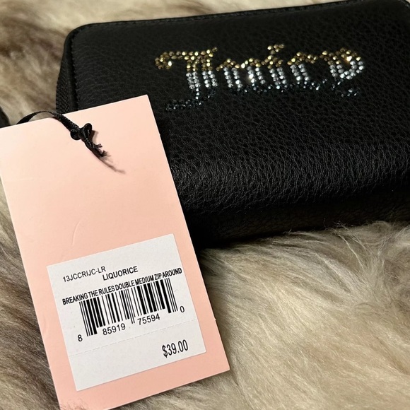 NWT Juicy Couture Breaking The Rules Medium Double Zip Around Wallet - Liquorice - Picture 4 of 6